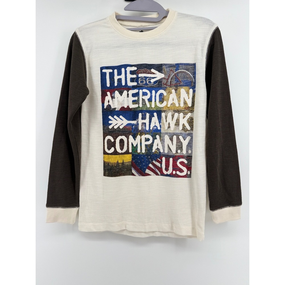 American Hawk Boys Waffle Knit Thermal Size 10/12 Cotton Fall Cabin Gorpcore